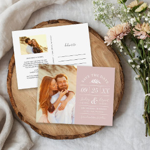 Modern Rustic Typography Photo Save the Date Announcement Postcard