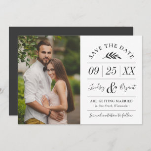 Modern Rustic Typography Photo Save the Date Invit Invitation