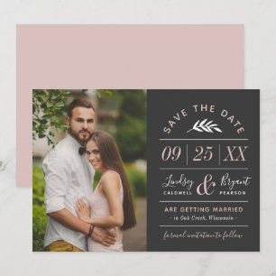 Modern Rustic Typography Photo Save the Date Invit Invitation
