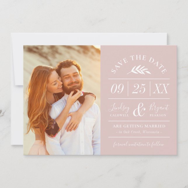 Modern Rustic Typography Photo Save the Date Invit Invitation (Front)