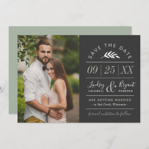 Modern Rustic Typography Photo Save the Date Invit Invitation