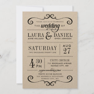 Modern Rustic Typography Wedding Invitation