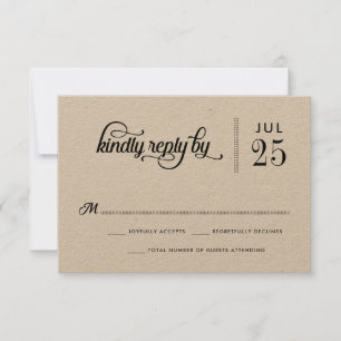 Modern Rustic Typography Wedding RSVP Card