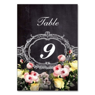 modern rustic  vintage flowers Chalkboard wedding Table Number
