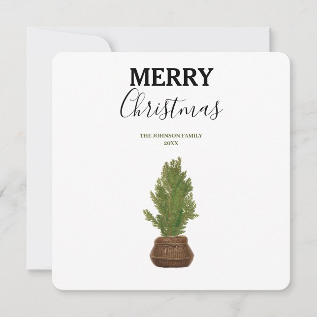 Modern Rustic Watercolor Christmas Tree Holiday (Front)