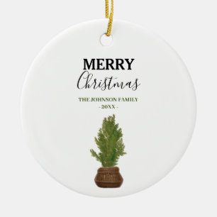 Modern Rustic Watercolor Christmas Tree Holiday Ceramic Tree Decoration