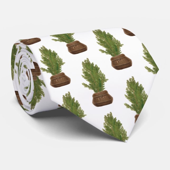 Modern Rustic Watercolor Christmas Tree Holiday Tie (Rolled)