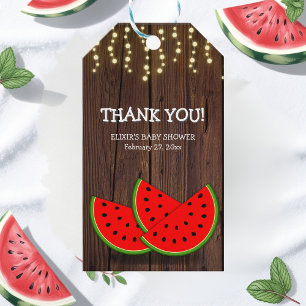 Modern Rustic Watermelon Slices Baby Shower Gift Tags