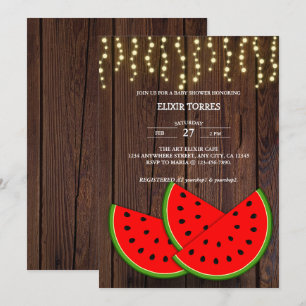 Modern Rustic Watermelon Slices Baby Shower Invitation