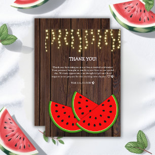 Modern Rustic Watermelon Slices Baby Shower Thank You Card