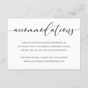 Modern Rustic Wedding Accommodations Insert Card