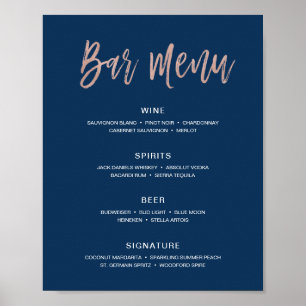 Modern Rustic Wedding Bar Menu Sign Drinks