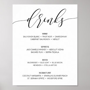 Modern Rustic Wedding Bar Menu Sign Drinks