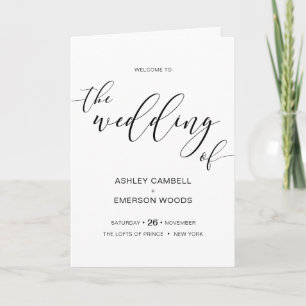 Modern Rustic Wedding Ceremony Folded Program Programme