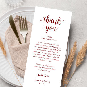 Modern Rustic Wedding Dinner Thank You Card