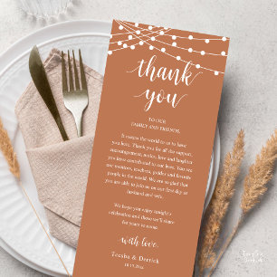 Modern Rustic Wedding Dinner Thank You Card