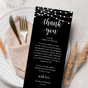 Modern Rustic Wedding Dinner Thank You Card