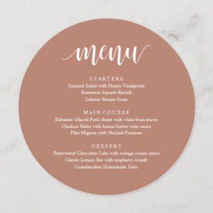 Modern Rustic, Wedding Elopement Reception Dinner  Menu