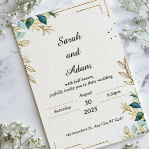 Modern Rustic Wedding Invitation Template 