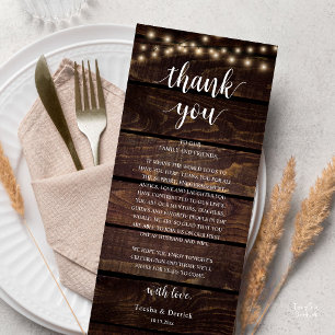 Modern Rustic Wedding Reception Thank You Card