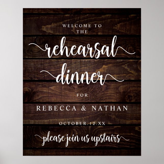 Modern Rustic, Wedding Rehearsal Dinner Welcome Po Poster (Front)