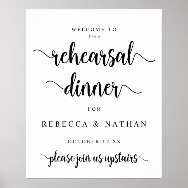 Modern Rustic, Wedding Rehearsal Dinner Welcome Po Poster (Front)