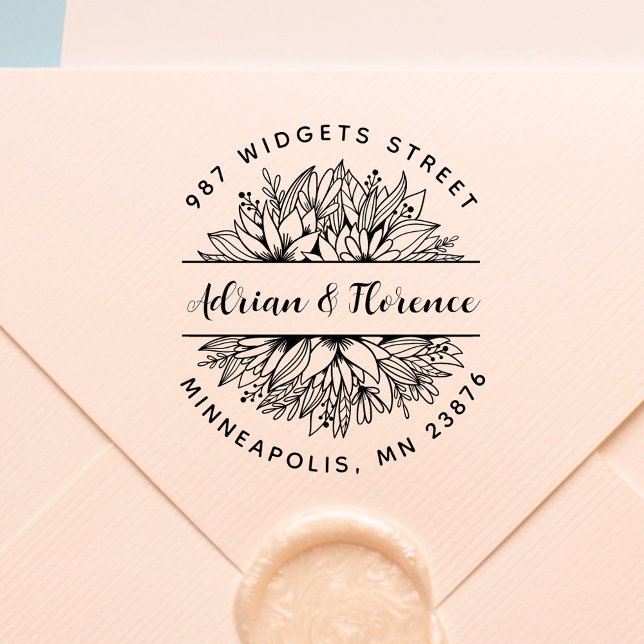 Modern & Rustic Wedding Return Address Botanical Self-inking Stamp (Creator Uploaded)