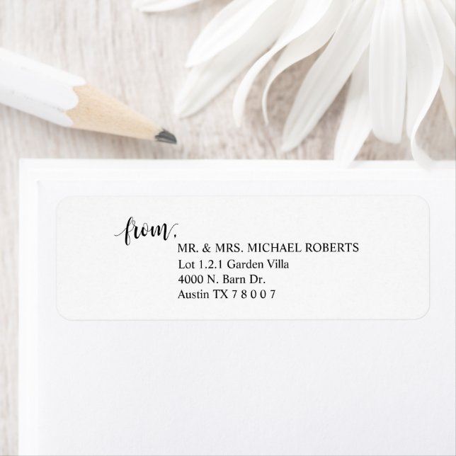 Modern Rustic Wedding Script, Return Address (Insitu)