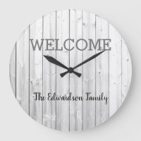 Modern rustic welcome Family name grey shiplap