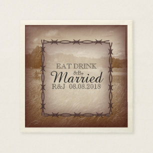 modern rustic western country wedding napkin