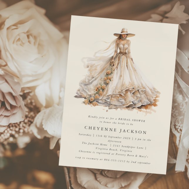 Modern Rustic Western Floral  Bridal Shower  Invitation (Creator Uploaded)