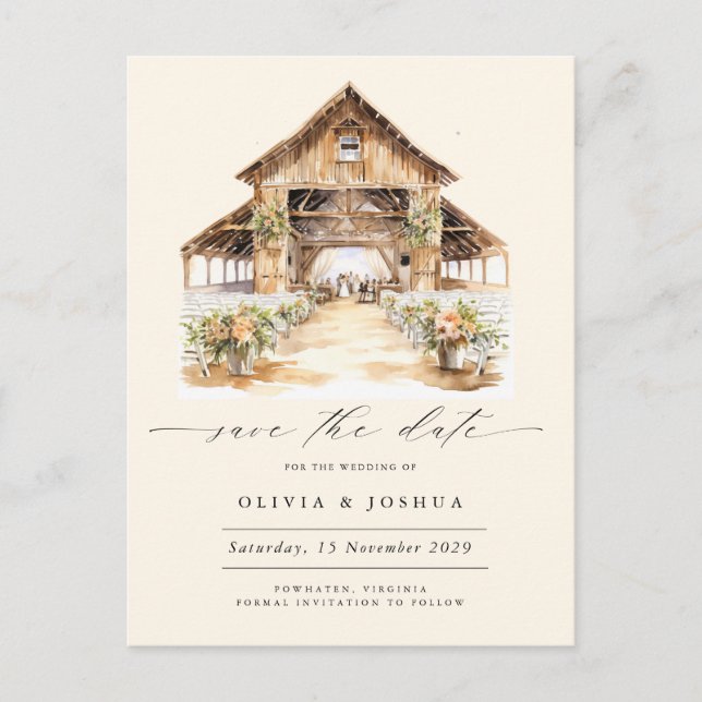 Modern Rustic Western Photo Save the Date  Announcement Postcard (Front)