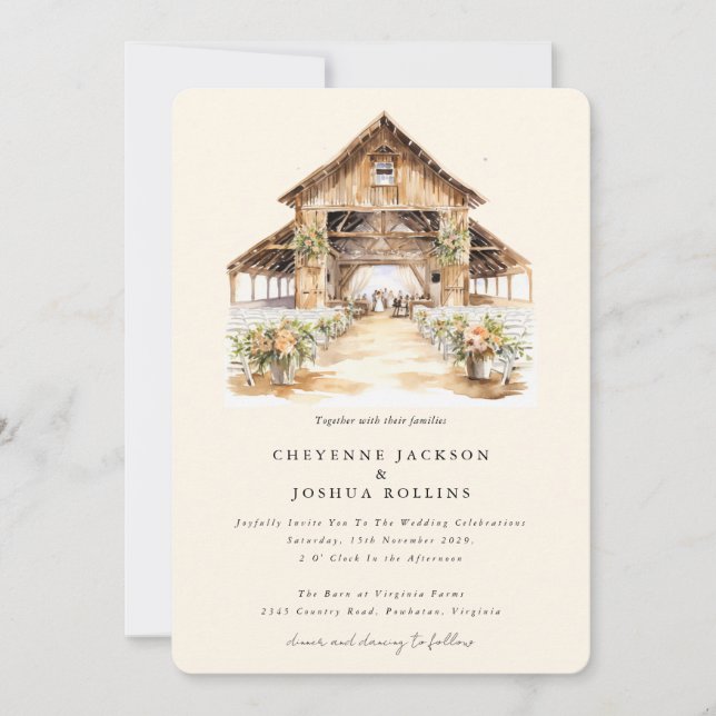 Modern Rustic Western Wedding Invitation  (Front)