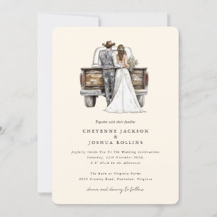Modern Rustic Western Wedding Invitation