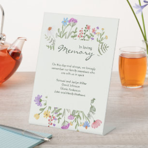 Modern Rustic Wildflower In Memoriam Wedding Pedestal Sign