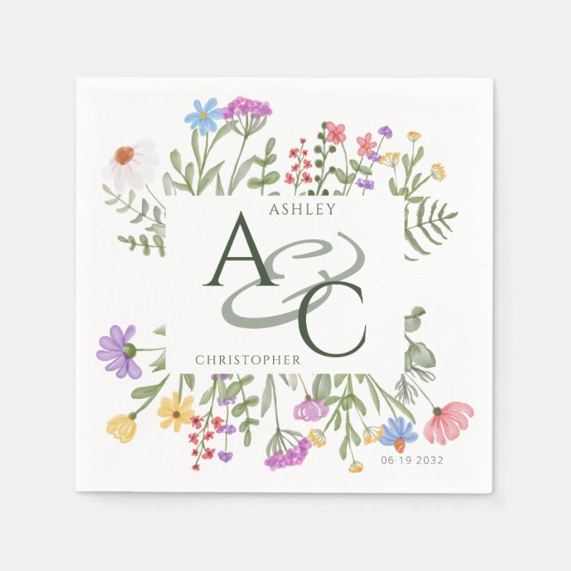 Modern Rustic Wildflower Napkin (Front)