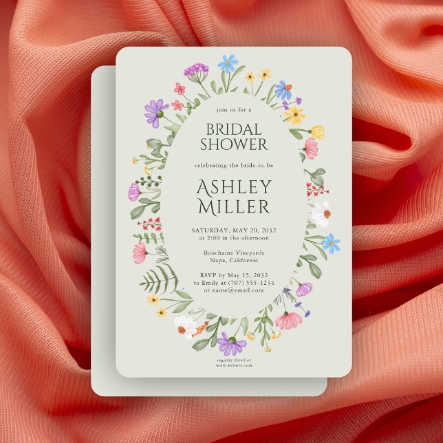 Modern Rustic Wildflower Soft Sage Bridal Shower Invitation (Creator Uploaded)