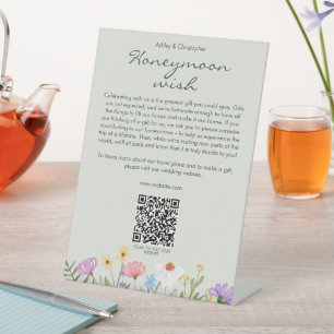 Modern Rustic Wildflower Soft Sage Wedding Pedestal Sign