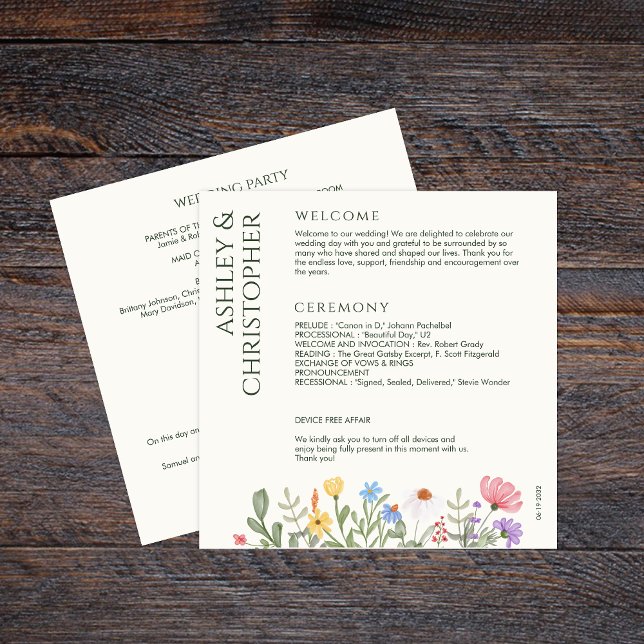 Modern Rustic Wildflower Wedding Programme (Creator Uploaded)