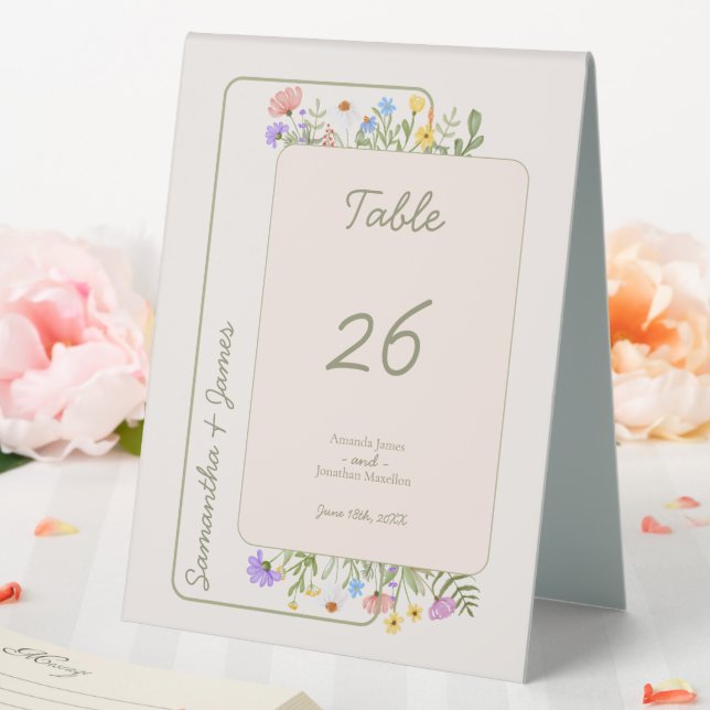 Modern Rustic Wildflower Wedding Table Number (In SItu (Wedding))