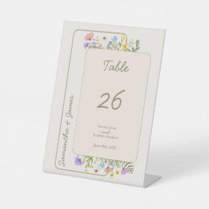 Modern Rustic Wildflower Wedding Table Number Pedestal Sign