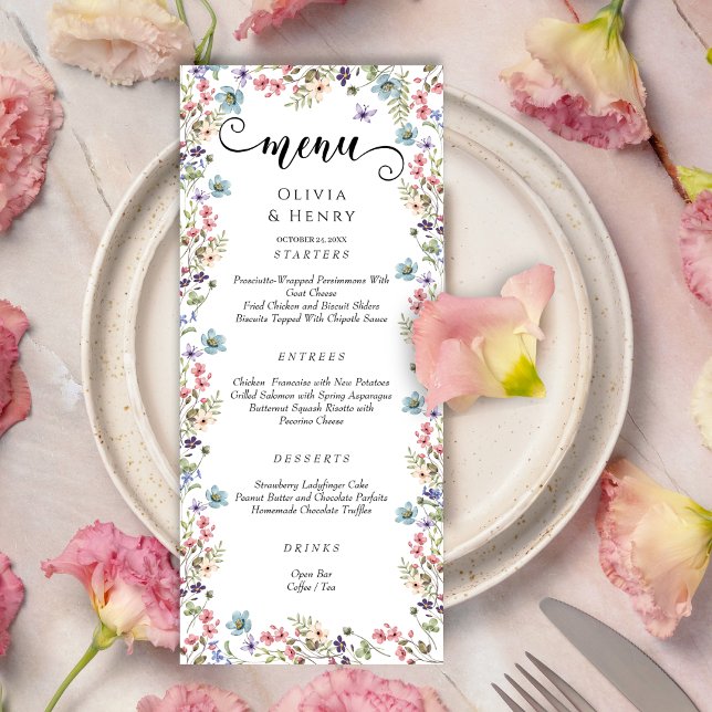 Modern Rustic Wildflowers Wedding  Menu (Creator Uploaded)