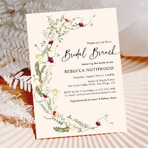 Modern Rustic Wildflowers Wreath Bridal Brunch Invitation