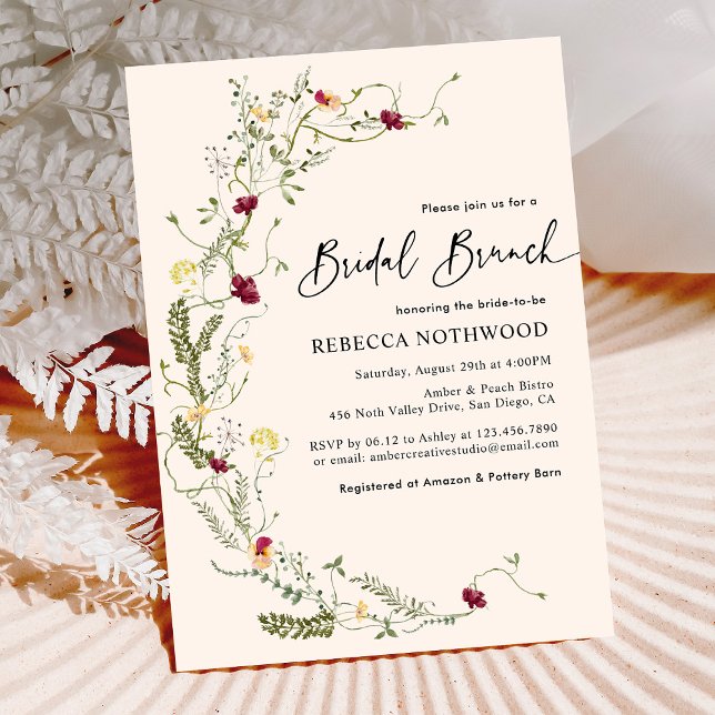 Modern Rustic Wildflowers Wreath Bridal Brunch Invitation (Creator Uploaded)