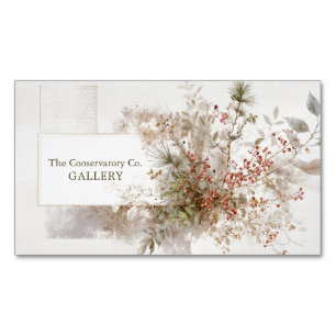 Modern Rustic Winter Berry Botanical Magnetic Business Card