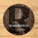 Modern Rustic Wood Family Monogram Dartboard<br><div class="desc">Introducing our Modern Rustic Wood Family Monogram dart board! with custom barn wood print design, this country-inspired piece showcases a personalised wooden plank featuring your family name. Perfect for both rustic farmhouse and contemporary settings, it also makes a thoughtful gift for any modern camper. Add a touch of brown warmth...</div>