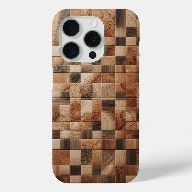 Modern Rustic Wood Grain Mosaic Phone Case  (Back)