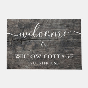 Modern Rustic Wood Guesthouse Welcome Doormat