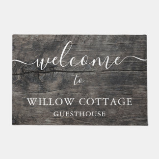 Modern Rustic Wood Guesthouse Welcome Doormat