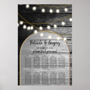 Modern Rustic Wood Lights Wedding Seating Chart
